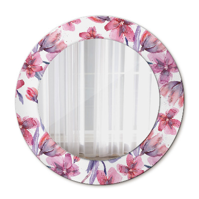 Miroir rond cadre imprimé Fleurs d'aquarelle