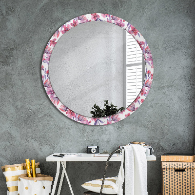 Miroir rond cadre imprimé Fleurs d'aquarelle