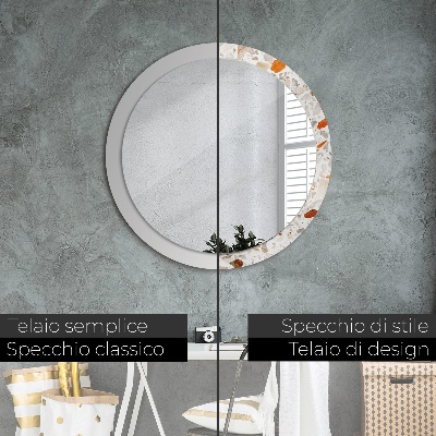 Miroir rond avec décoration Fond terrazzo