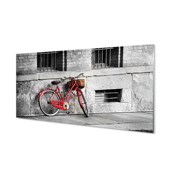 Tableaux sur verre acrylique Vélo rouge avec un panier