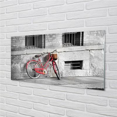 Tableaux sur verre acrylique Vélo rouge avec un panier