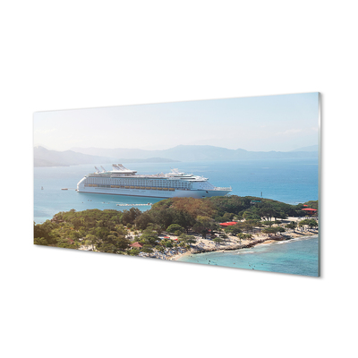 Tableaux sur verre acrylique Mer montagne navire île
