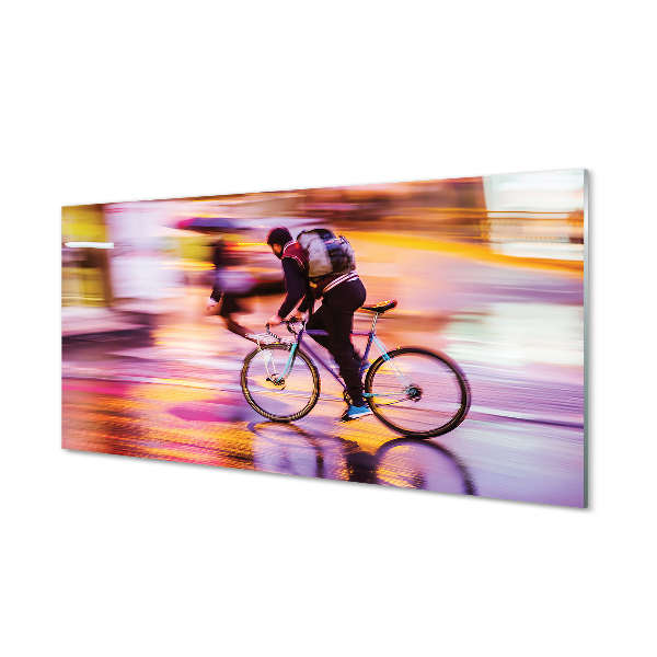 Tableaux sur verre acrylique Lumières vélo homme