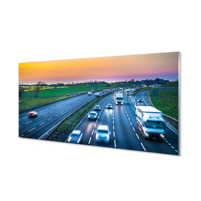 Tableaux sur verre acrylique Ciel autoroute voiture