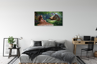 Tableaux sur toile canvas Femme forêt faisan
