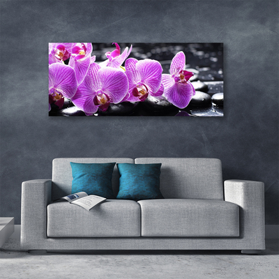 Tableaux sur toile Fleurs pierres floral violet noir