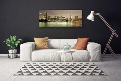 Photo sur toile Mer pont ville architecture gris jaune