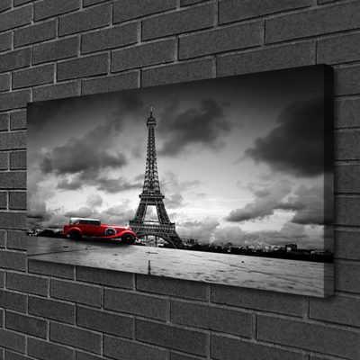 Photo sur toile Tour eiffel voiture architecture gris rouge