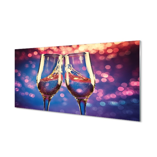 Tableaux sur verre Verres de champagne de fond coloré