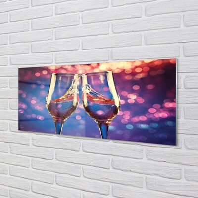 Tableaux sur verre Verres de champagne de fond coloré