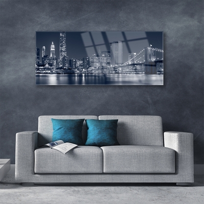 Image sur verre Tableau Ville pont architecture bleu