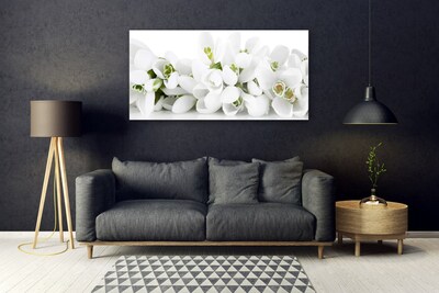 Tableaux sur verre Fleurs floral blanc vert
