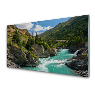 Tableaux sur verre acrylique Rivière des montagnes paysage bleu vert