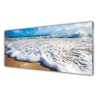 Tableaux sur verre acrylique Plage falaise mer sable nature bleu brun