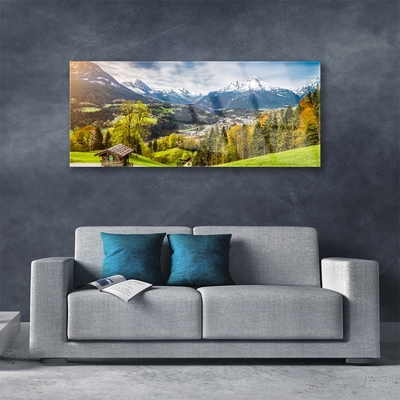 Tableaux sur verre acrylique Alpes paysage vert bleu