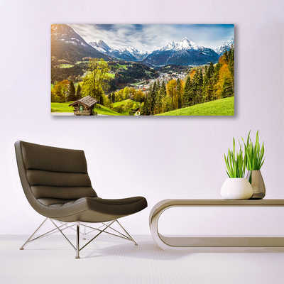 Tableaux sur verre acrylique Alpes paysage vert bleu