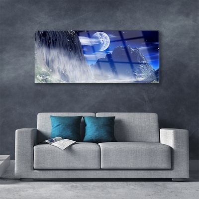 Tableaux sur verre acrylique Montagnes nuit paysage bleu gris