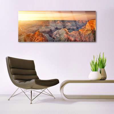 Tableaux sur verre acrylique Montagnes paysage brun gris