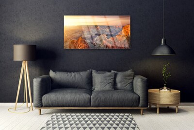 Tableaux sur verre acrylique Montagnes paysage brun gris