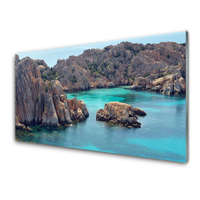 Image sur verre acrylique Golfe paysage bleu gris