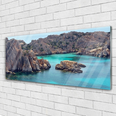 Image sur verre acrylique Golfe paysage bleu gris