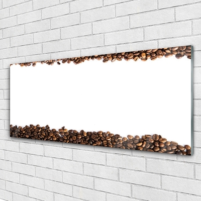 Image sur verre acrylique Café en grains cuisine brun blanc
