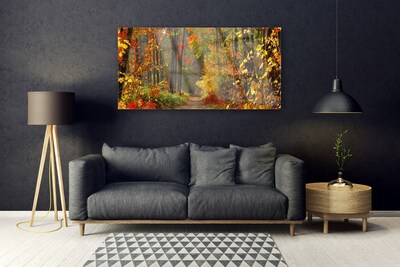Image sur verre acrylique Forêt nature brun vert jaune orange