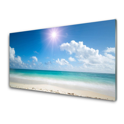 Crédence de cuisine en verre Mer plage soleil paysage blanc bleu