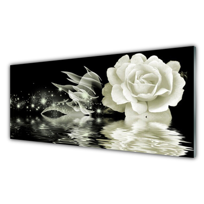 Crédence de cuisine en verre Rose floral blanc noir