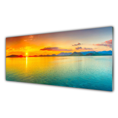 Panneaux de cuisine en verre Soleil mer paysage bleu jaune