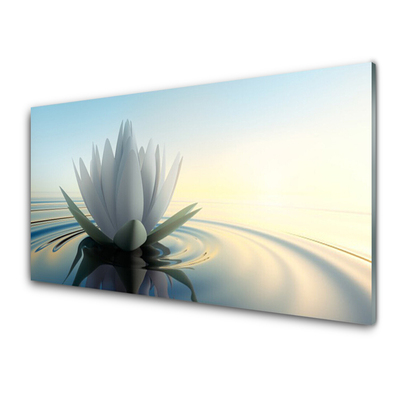 Panneaux de cuisine en verre Eau fleur art blanc bleu