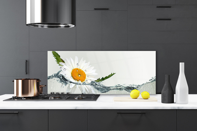 Panneaux de cuisine en verre Marguerite eau art jaune blanc bleu