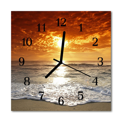 Horloge murale en verre Mer plage