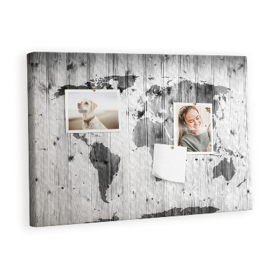 Tableau en liège Carte du monde sur le bois