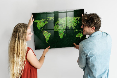 Tableau magnétique enfant Carte du monde herbeuse
