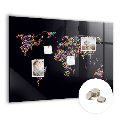 Tableau magnétique enfant Carte du monde avec des points