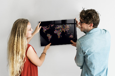 Tableau magnétique enfant Carte du monde avec des points