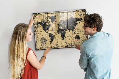 Tableau magnétique enfant Carte du monde vintage