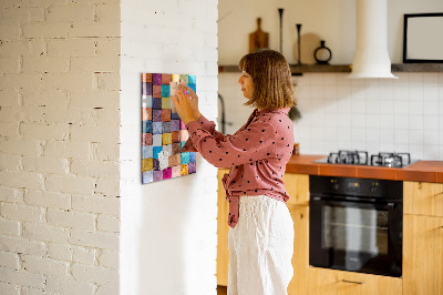Tableau magnétique décoration murale Cubes de bois colorés